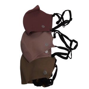 Brand New Lululemon Double Strap Face Mask 3Pk - Mauve, Plumful, Garnet